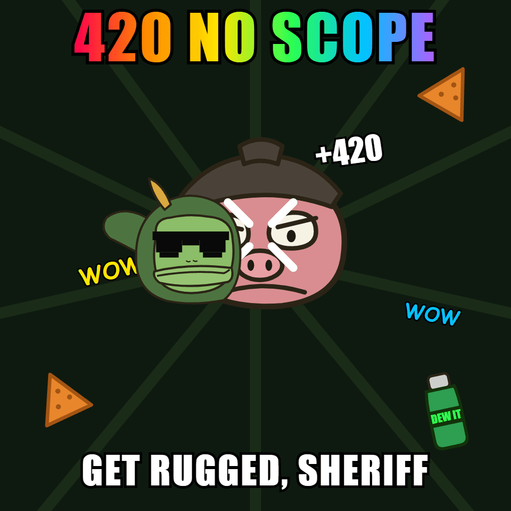 MLG meme poster: the Sheriff gets noscoped, get rugged sheriff