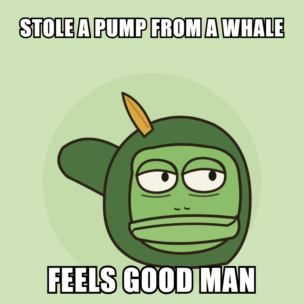 Meme: stole a pump from a whale, feels good man