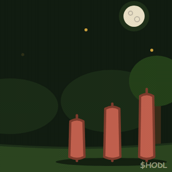 Animated close-up: red candle flips green on impact