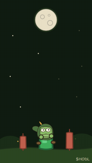 Animated: Robin rides a green candle growing all the way to the moon