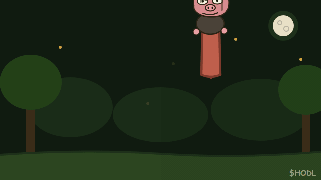 Animated: the Sheriff crashes on his red candle and a green candle launches him away